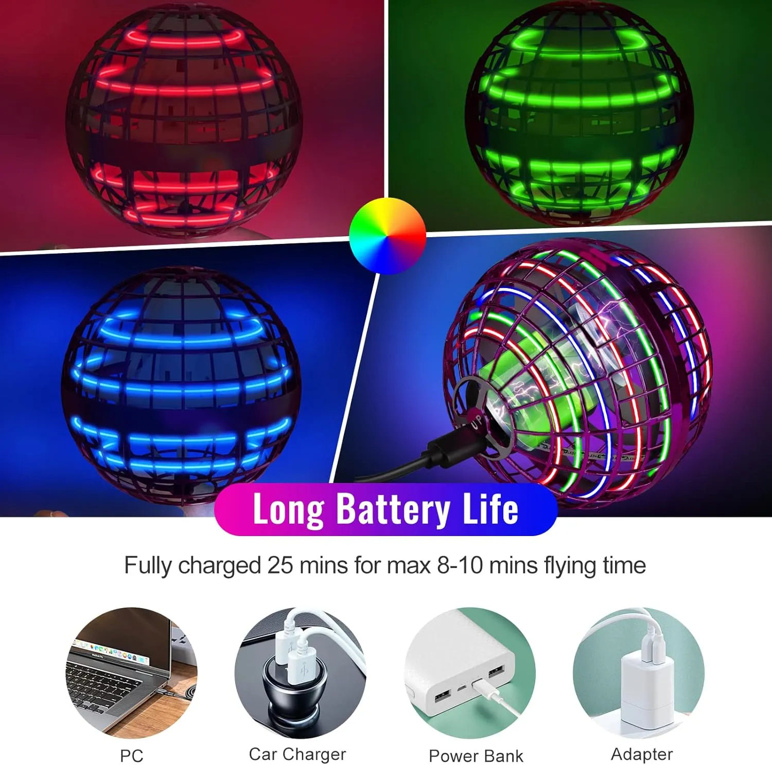 Flying Orb Ball Toy 2024, Upgraded Hover Boomerang Ball Galactic Fidget Spinner, Cosmic Globe Orb Drone Cool Toys Gift for 6 7 8 9 10 11 12  Years Old Boy Girls Christmas
