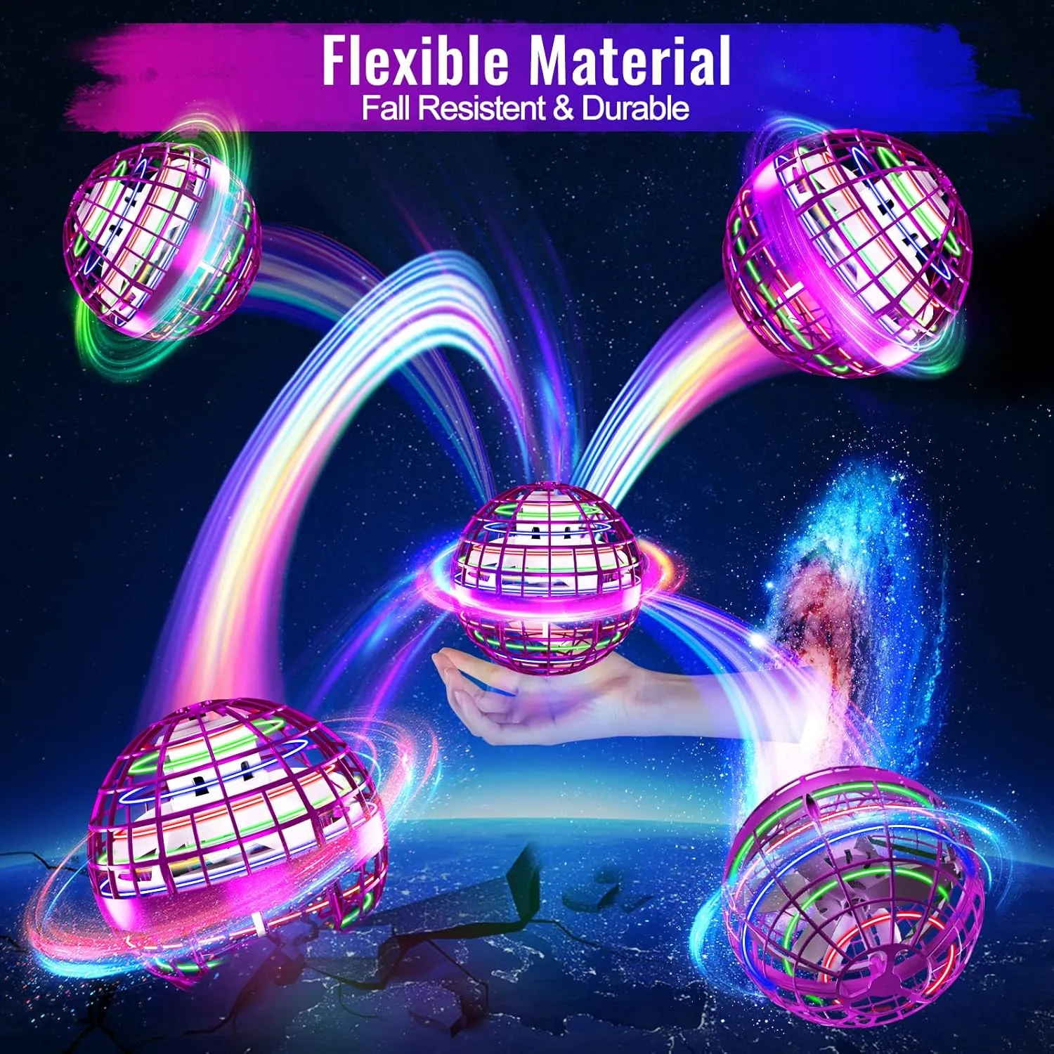 Flying Orb Ball Toy 2024, Upgraded Hover Boomerang Ball Galactic Fidget Spinner, Cosmic Globe Orb Drone Cool Toys Gift for 6 7 8 9 10 11 12  Years Old Boy Girls Christmas