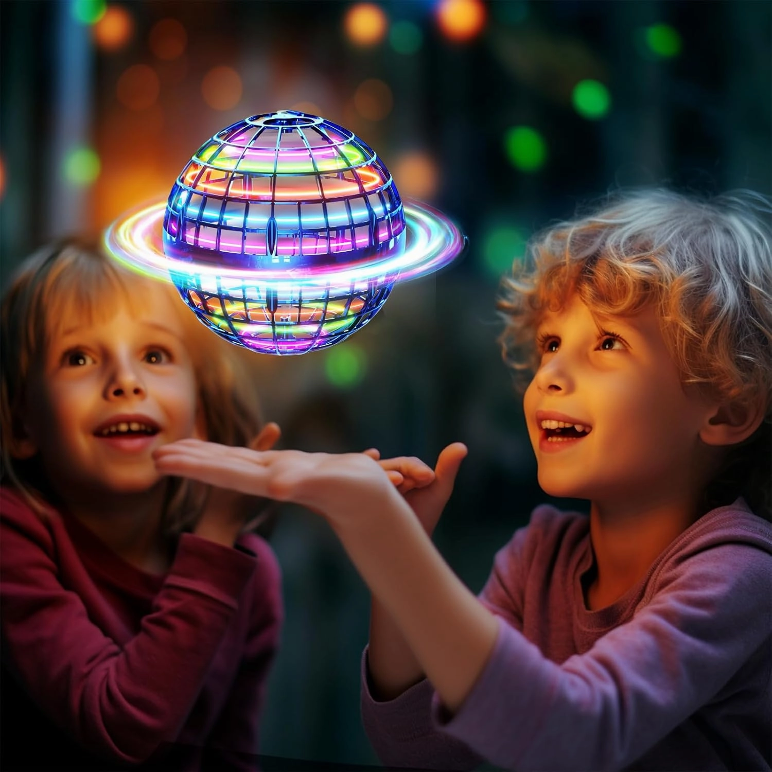 Flying Orb Ball (Blue, 2024 Upgraded) with Dazzling Lights, Magic Hover Spinner, Cool Boomerang Drone, Floating Cosmic Globe, Kids Outdoor Toys, for 6 7 8 9 10 Year Old Boys Girls