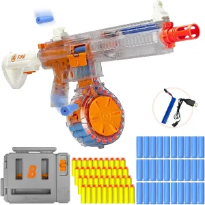 Foam Dart Blaster Toy, Includes 22-Dart Loading Dart Holder, 40 EVA Soft Darts, 30 Reusable Dart Holders & Loader, Rechargeable Battery, Outdoor Party Games for Teens 14  (Orange)​