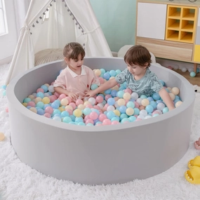 Foam Ball Pit, 47.2"x 13.8" Large Ball Pits for Toddlers, Soft Round Kiddie Baby Playpen Ball Pool for Kids, Ideal Gift for Babies Indoor and Outdoor Game, Grey, (Balls not Included)