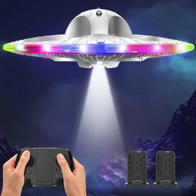 Foam Drone RC UFO for Kids and Beginners, Remote Control Airplane with Light, RC Plane Helicopter with Auto Hovering and 2 Batteries (15 Mins)