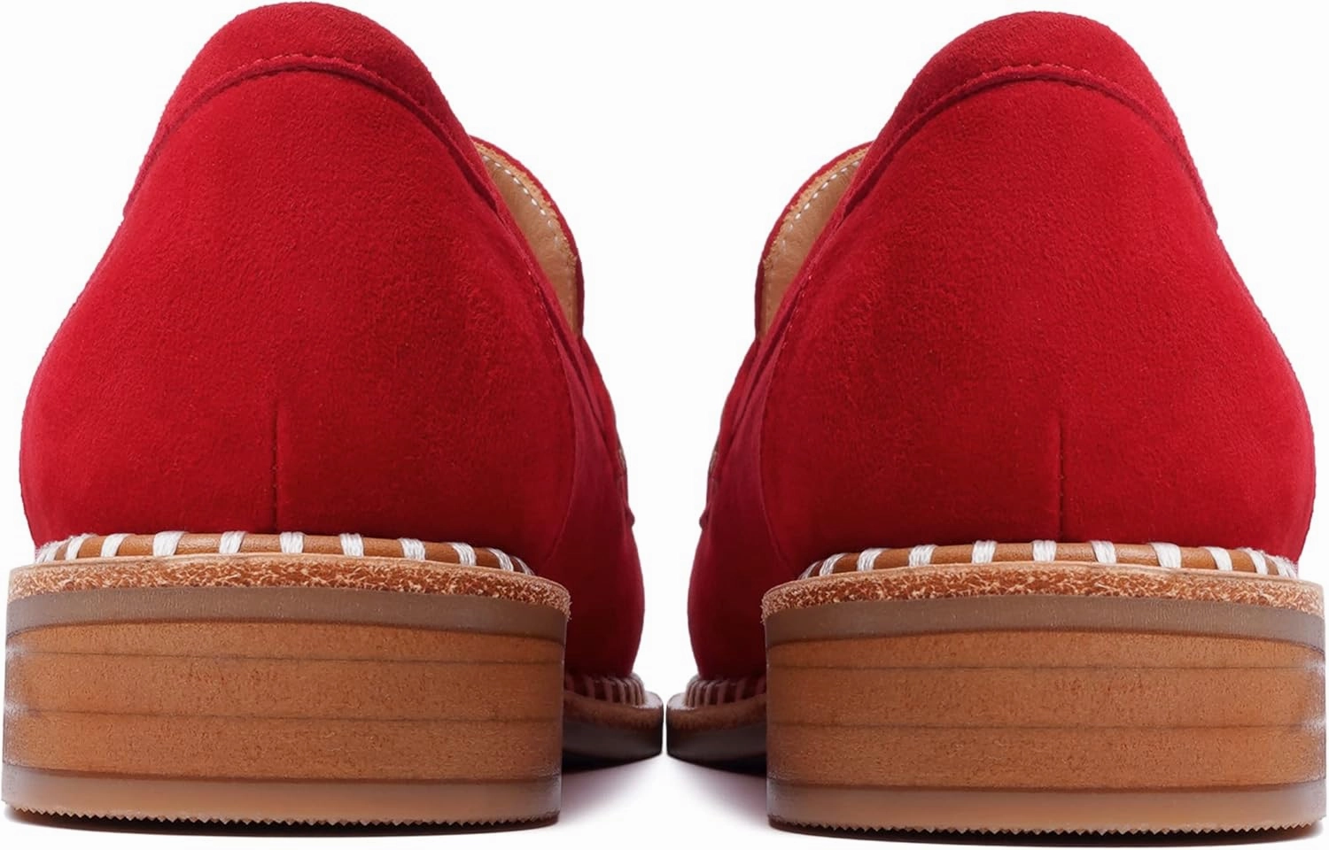 FOGEENA Womens Penny Round Toe Casual Fashion Slip On Suede Leather Chunky Low Heel Loafers Dress Shoes 1 Inch