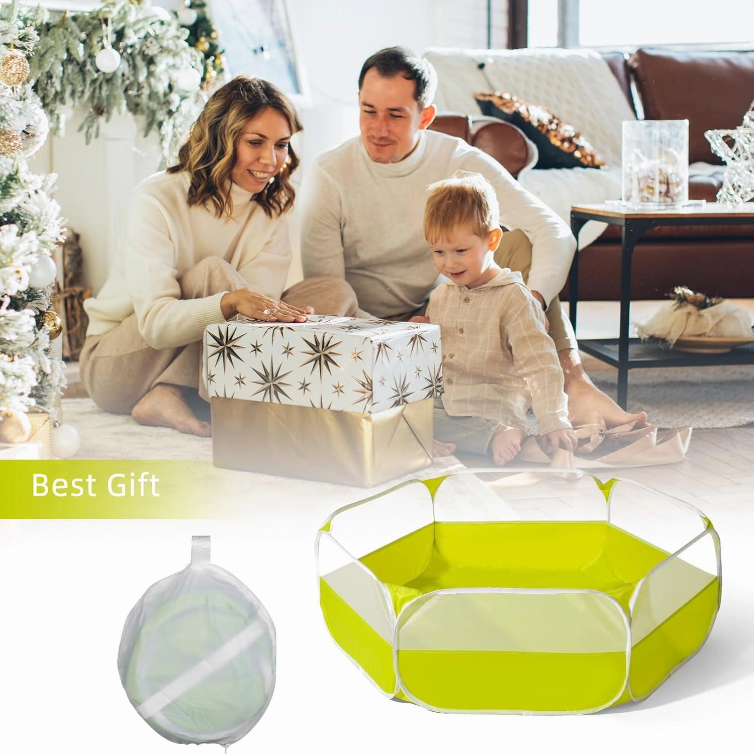 Foldable Ball Pit for Toddlers, Large Pop Up Ball Pits Kids Play Tent Crawl Playpen Ball Pool Playhouse Playpen with Storage Bag, for Boys Girls Dogs Cats Ferrets Indoor Outdoor, Green