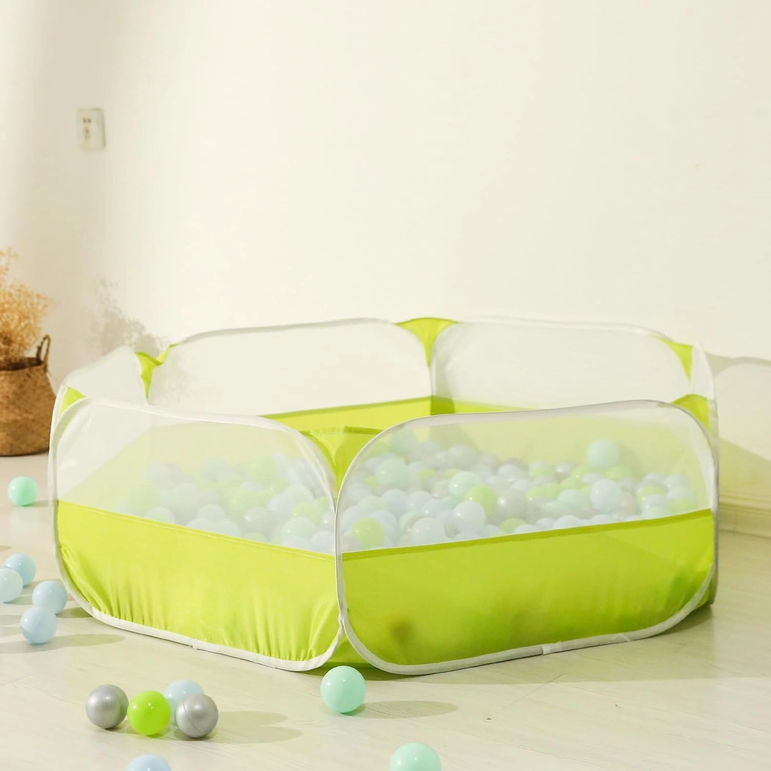 Foldable Ball Pit for Toddlers, Large Pop Up Ball Pits Kids Play Tent Crawl Playpen Ball Pool Playhouse Playpen with Storage Bag, for Boys Girls Dogs Cats Ferrets Indoor Outdoor, Green