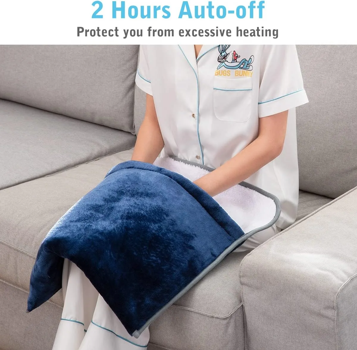 Foot Warmer Electric, Heating Pad King Size Ultra Soft Flannel, Extra Large for Bed, Abdomen, Feet, Back, Cramp, Office/Home Under Desk, 10ft Cord, Auto Off, 22" x 20" - Blue