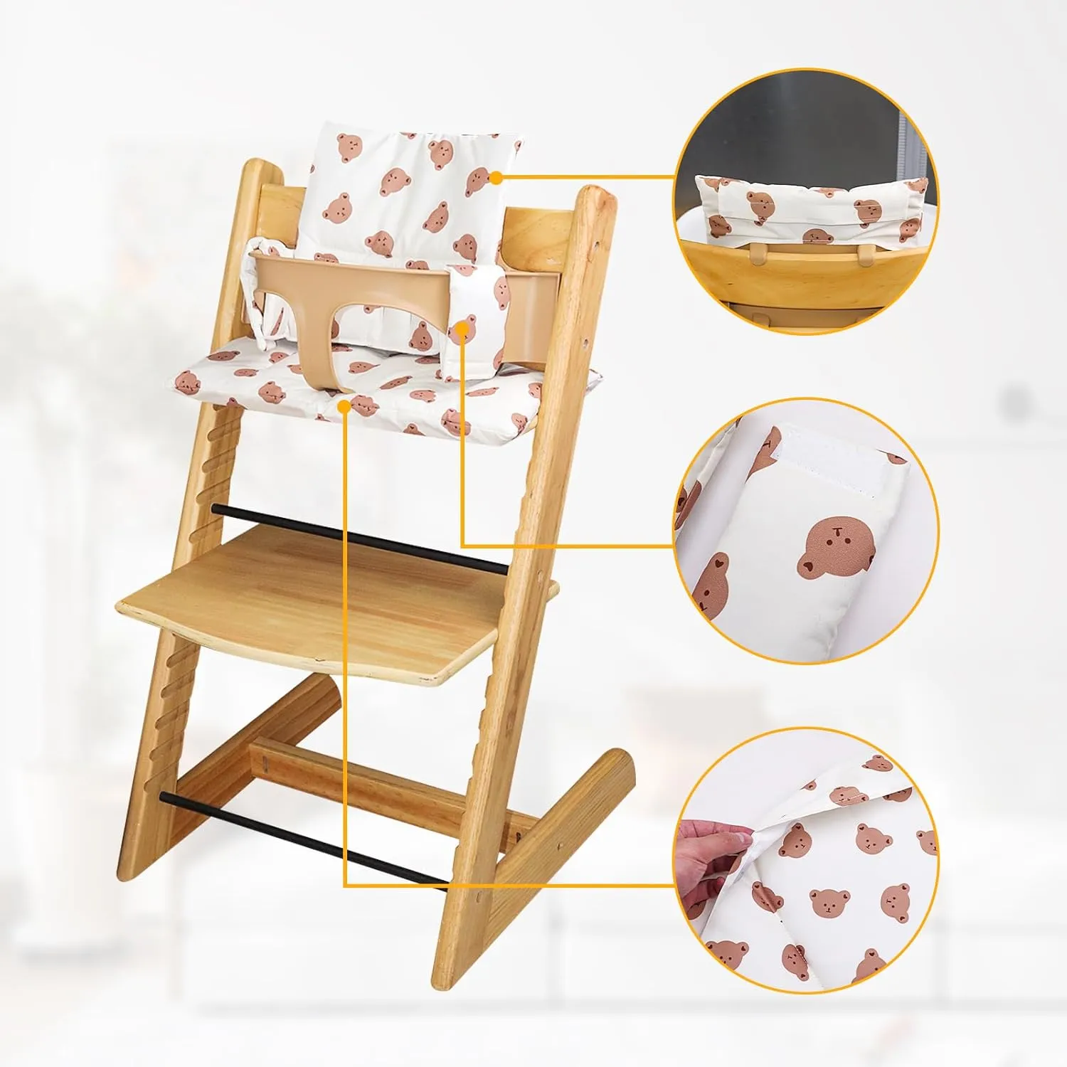 for Tripp Trapp High Chair Cushion, Soft and Comfortable for Tripp Trapp High Chair Cushion, for Tripp Trapp Cushion Set Makes It Safer and More Comfortable for Baby to Sit On (Little Bear)