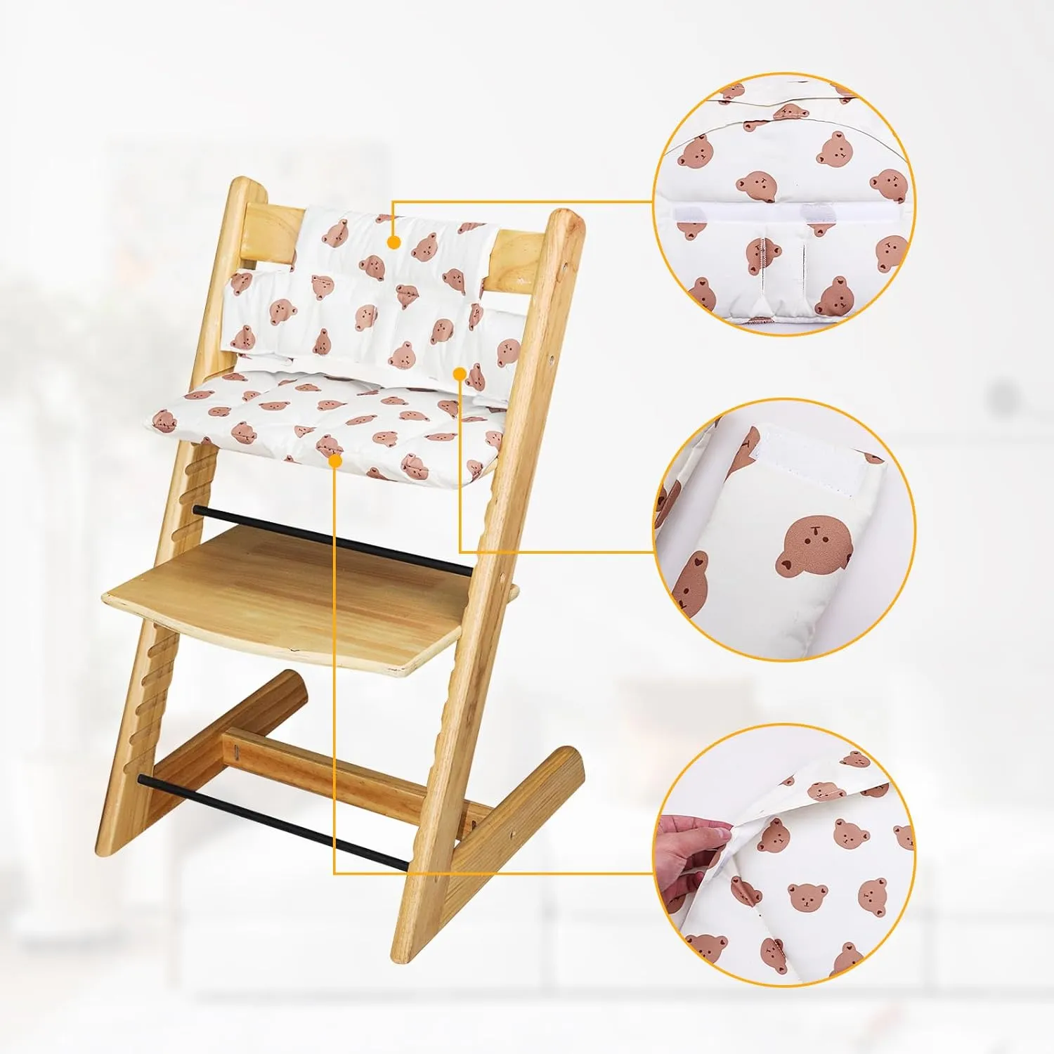 for Tripp Trapp High Chair Cushion, Soft and Comfortable for Tripp Trapp High Chair Cushion, for Tripp Trapp Cushion Set Makes It Safer and More Comfortable for Baby to Sit On (Little Bear)