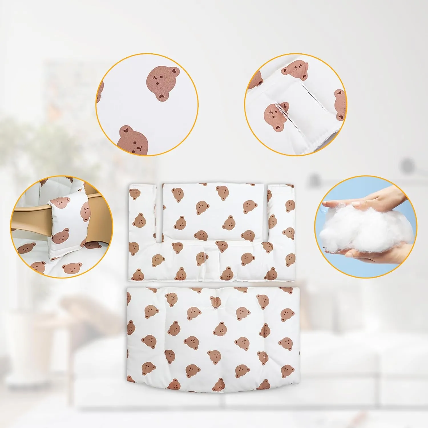 for Tripp Trapp High Chair Cushion, Soft and Comfortable for Tripp Trapp High Chair Cushion, for Tripp Trapp Cushion Set Makes It Safer and More Comfortable for Baby to Sit On (Little Bear)