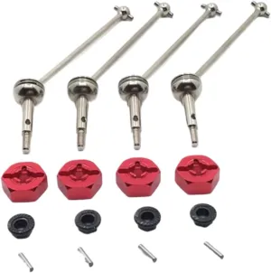 for Wltoys 144001 144002 144010 124016 124017 124018 124019 Metal Upgrade Front and Rear Propshaft 12mm Adapter RC Car Parts Accessories RC Car DIY Parts(Red)