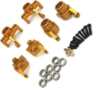 for Wltoys 144016 144018 1/14 Metal Steering Cup Steering Block Hub Carrier Rear Hub Carrier Kit RC Car Upgrade Parts Accessories RC Car DIY Parts(Yellow)