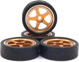 for WLtoys for Mini-Q for Mini-Z for Mini-D 284010 284131 K989 K969 1/28 RC Metal Wheel Tire Parts Remote Control Cars RC Car DIY Parts(Yellow)