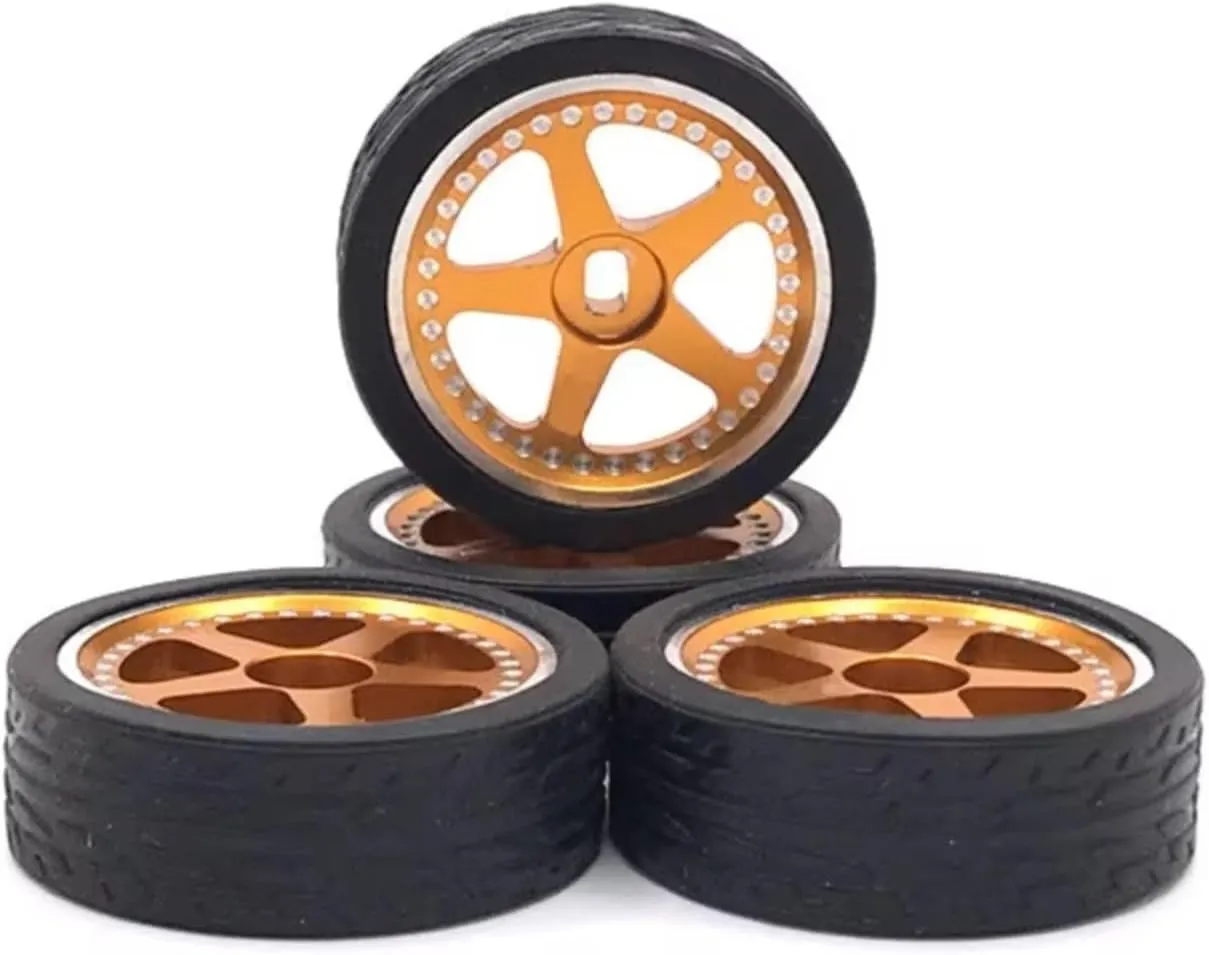 for WLtoys for Mini-Q for Mini-Z for Mini-D 284010 284131 K989 K969 1/28 RC Metal Wheel Tire Parts Remote Control Cars RC Car DIY Parts(Yellow)