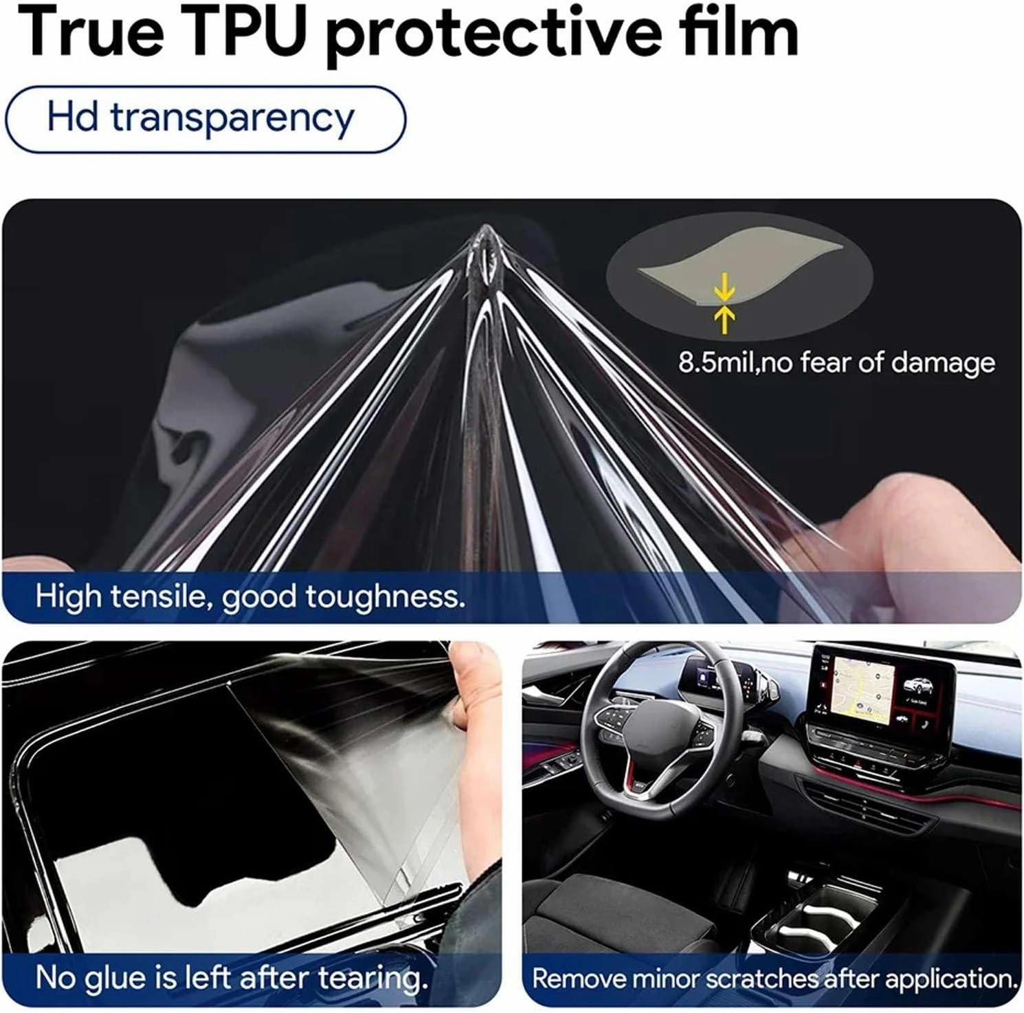 For VW ID.4 Crozz GTX 2021-2024 Center Console Gear Panel Navigation Screen TPU Interior Protective Film