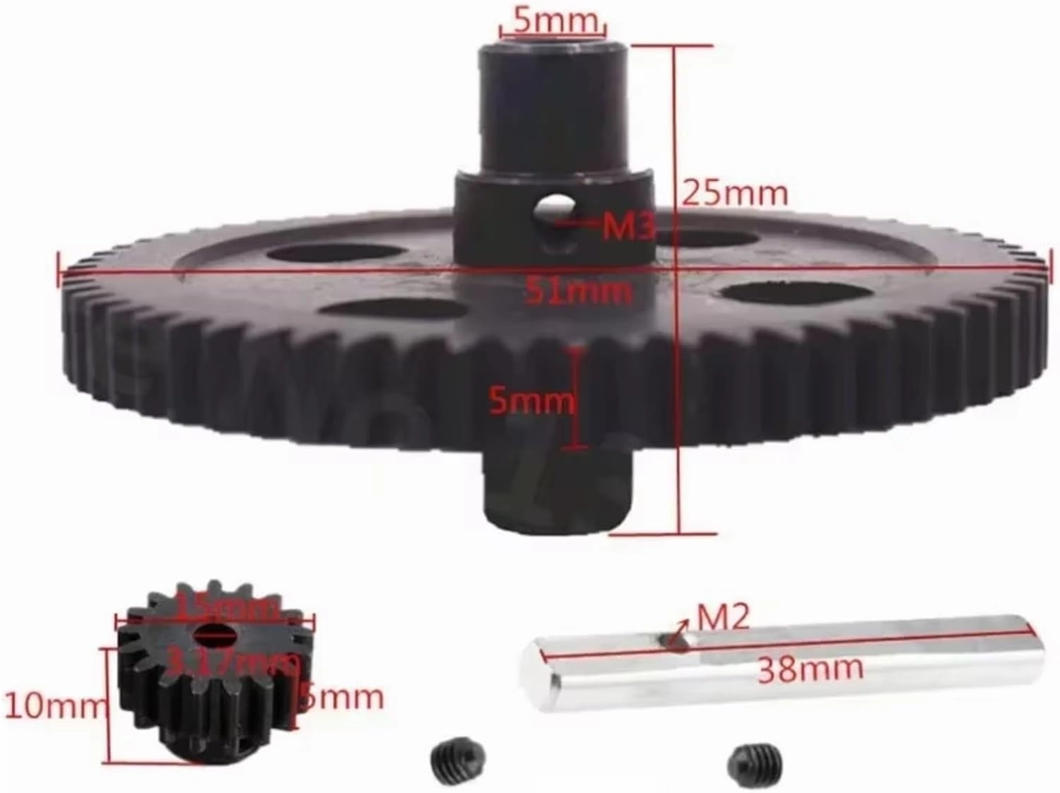 for Wltoys 1:12 12428 12423 12429 FY-03 Off-Road Vehicle Remote Control Car Metal Center Reduction Gear 62T 17T Motor Gear Accessori RC Car DIY Parts(17/62T)