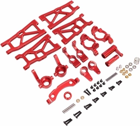 for ZD for Racing DBX-10 1/10 Metal Rocker Arm Steering Cup Steering Assembly 6-Piece Set RC Car Upgrade Parts Replacement Use RC Car DIY Parts(Red)
