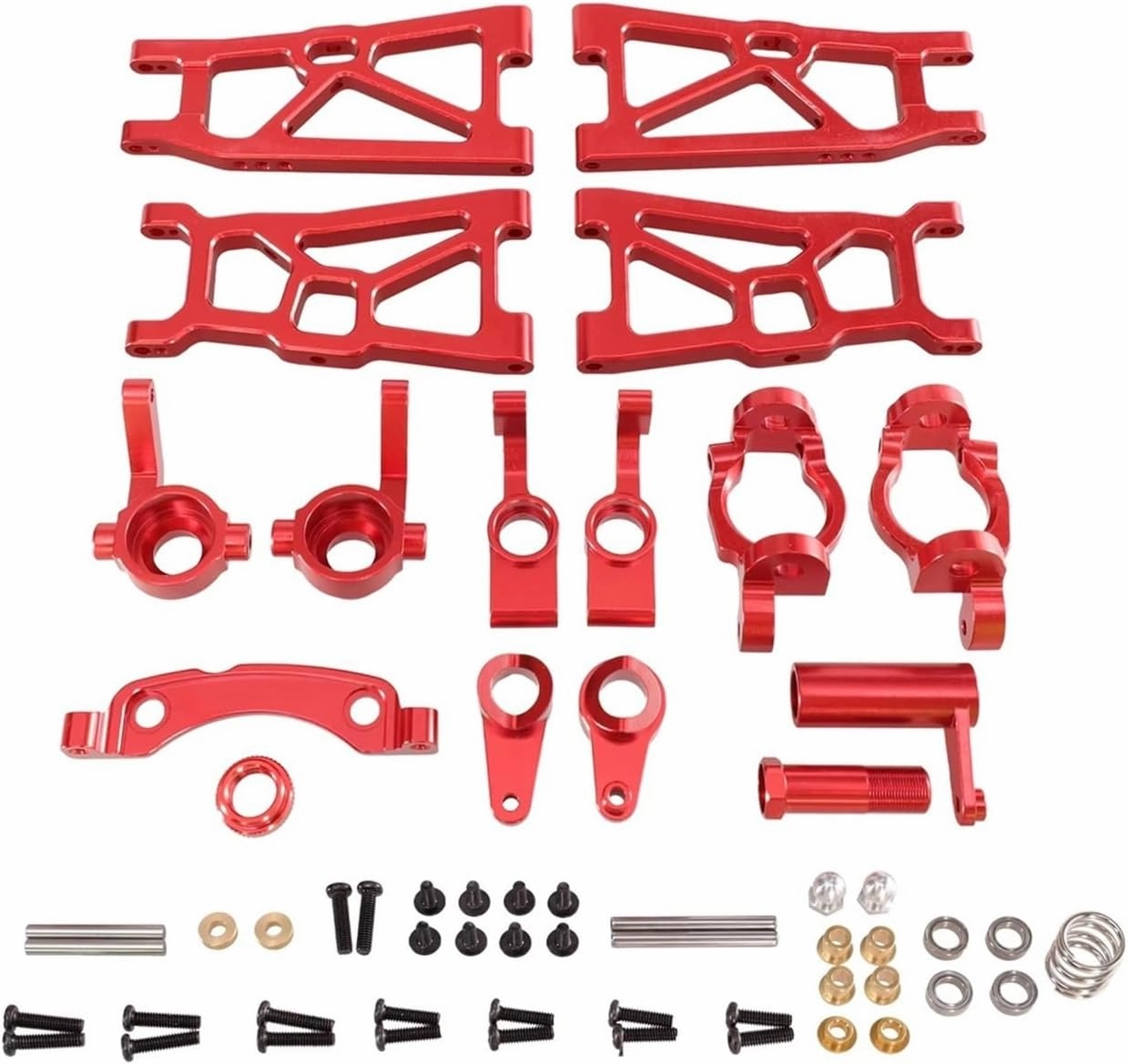 for ZD for Racing DBX-10 1/10 Metal Rocker Arm Steering Cup Steering Assembly 6-Piece Set RC Car Upgrade Parts Replacement Use RC Car DIY Parts(Red)