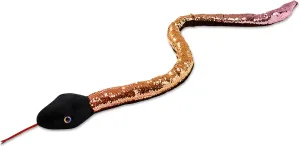 Forest & Twelfth 67” Reversible Flip Sequin Snake Stuffed Animal Toys for Kids, Sensory Fidget Toy, Soft Plush, Cool Room Decor for Girls & Boys (Copper/Black)