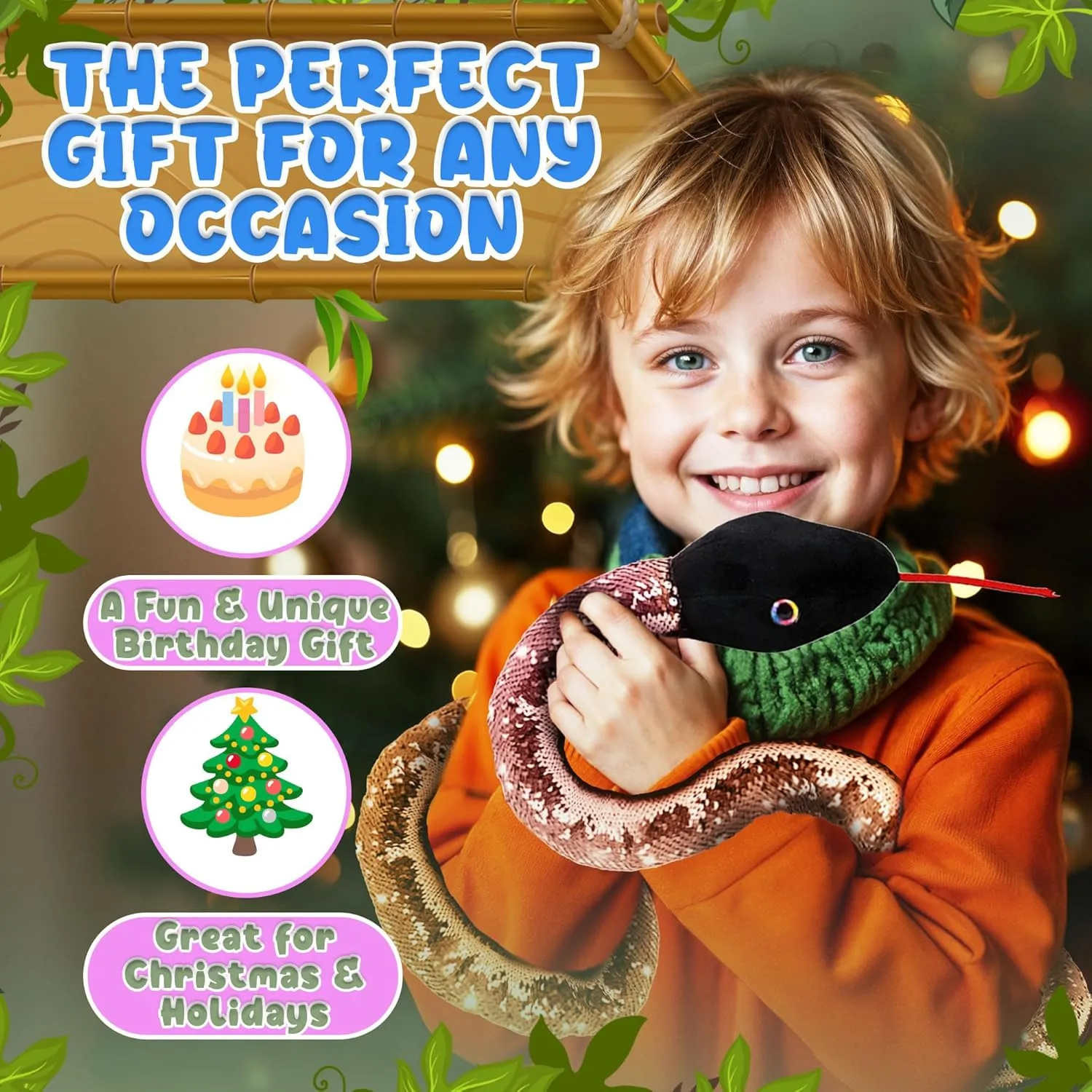 Forest & Twelfth 67” Reversible Flip Sequin Snake Stuffed Animal Toys for Kids, Sensory Fidget Toy, Soft Plush, Cool Room Decor for Girls & Boys (Copper/Black)