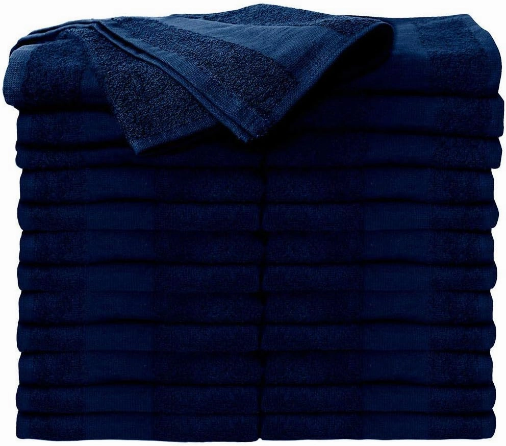 ForPro Professional Collection Premium Bleach Tough Salon Towels, 100% Cotton, Bleach-Proof, Stain Resistant & Color Safe Towels for Salons, Spas, Gyms & Home, 16” W x 27” L, Navy Blue