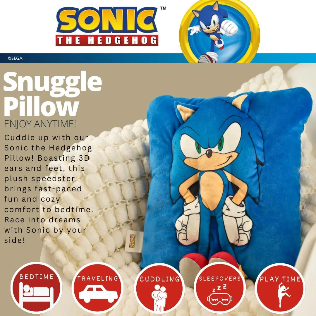 Franco Sonic The Hedgehog Anime Kids Super Plush Cozy Snuggle (TM) Pillow (100% Officially Licensed Product)