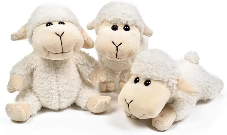 FRANKIEZHOU Sheep Stuffed Animal Lamb Plush Decorations 3Pcs (Sitting, Standing, Kneeling) White Sheep Toys Gift for Kids Little Girl/Boy