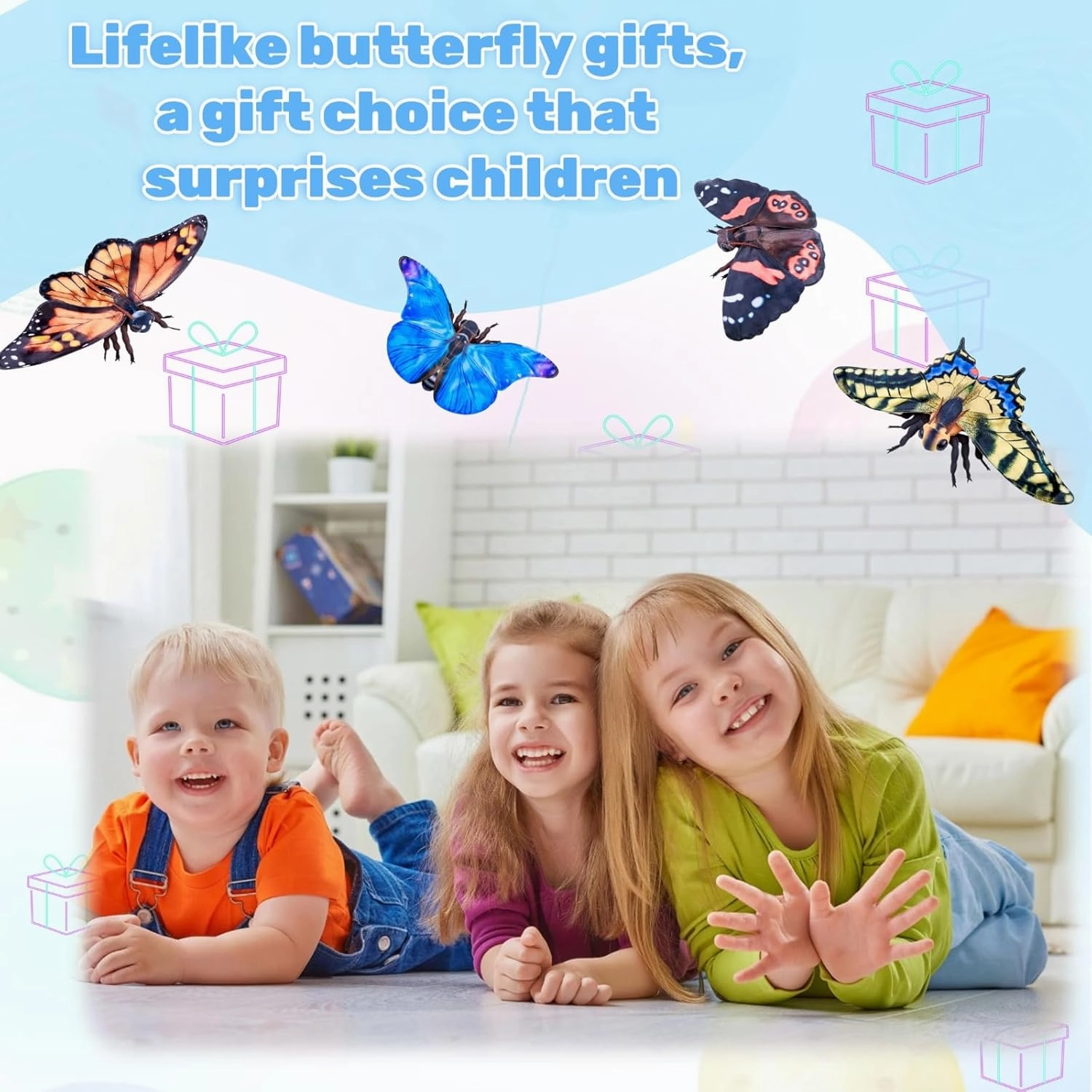 FRANKIEZHOU Realistic Swallowtail Butterfly Stuffed Animal-Yellow 10 Inch,Beautiful Moth Plush Toy
