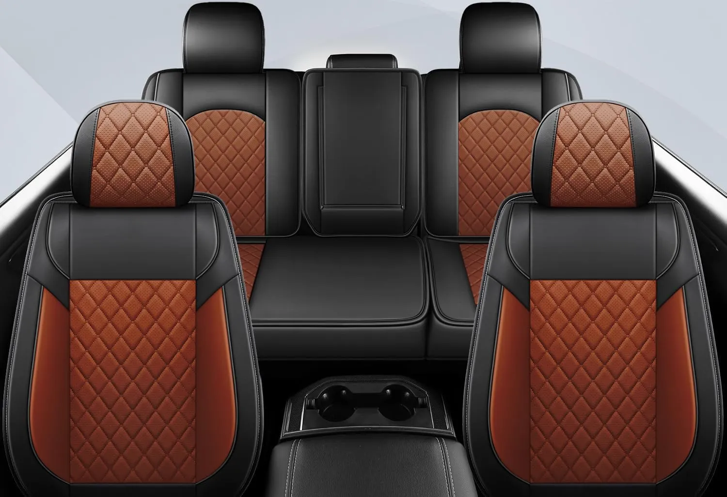FREESOO Car Seat Covers for Dodge Ram 2019-2025 1500 Crew Cab New Body Leather Seat Cover Limited Longhorn Rebel Laramie Big Horn Tradesman TRX Accessories Black Brown