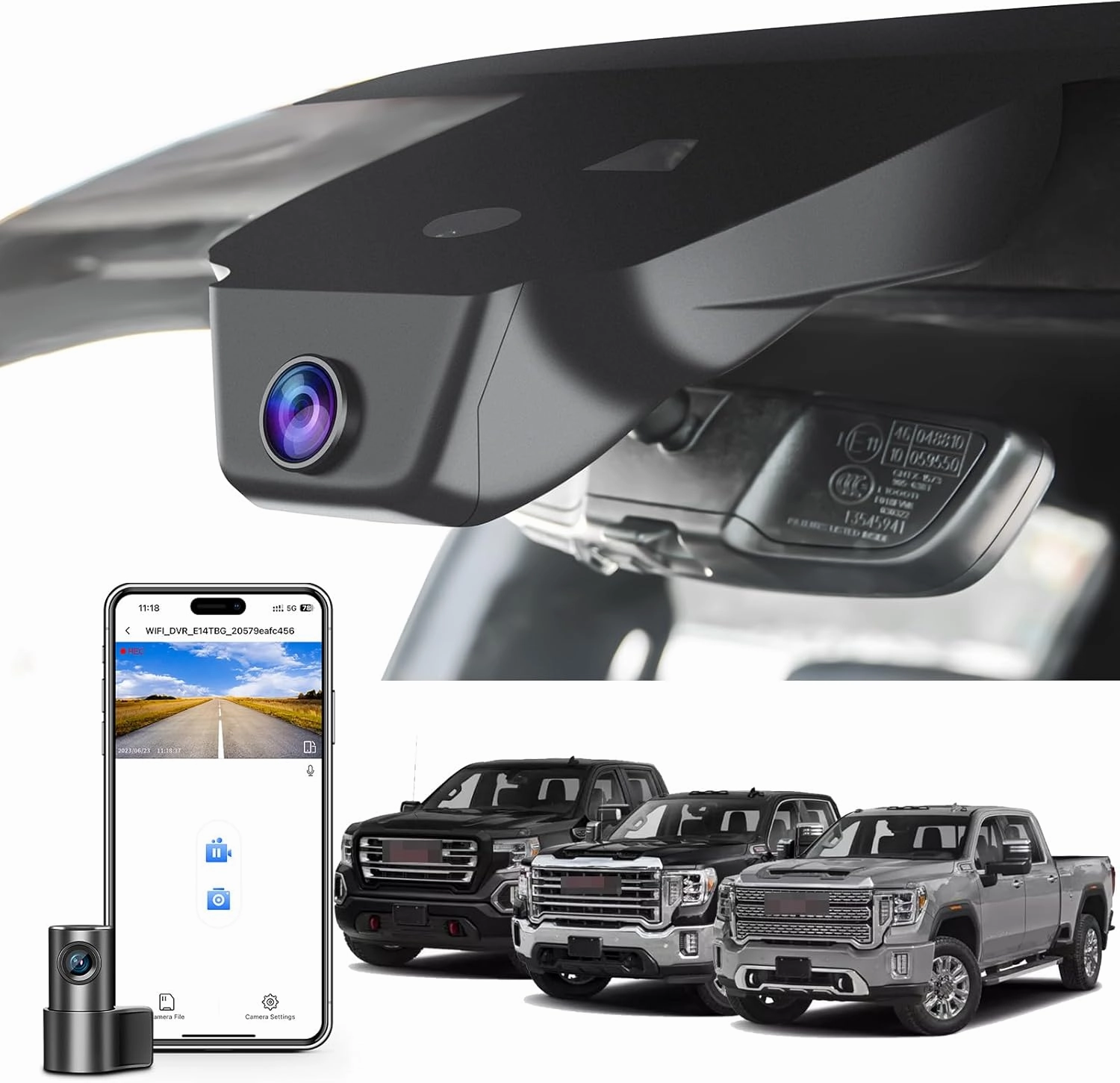 Front 4K & Rear 1080P Dash Cam Custom fit for GMC Sierra 1500 2022-2025 HD 2024 2025 Pro SLE Elevation SLT AT4X Denali Ultimate (Model C), Integrated OEM Look, UHD 2160P Video, 128GB Card