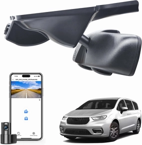 Front 4K & Rear 1080P Dash Custom fit for Chrysler Pacifica 2017 2018 2019 2020 2021 2022 2023 2024 2025 (Model A),Limited Touring-L Pinnacle etc,Integrated OEM Look,UHD 2160P Video,128GB Card