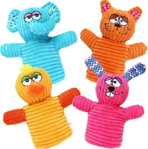 Fun Colorful Animal Hand Puppets for Kids (4 Puppets) Bunny Rabbit, Elephant, Duck and Cat - Great Gift for Girls and Boys, Toddlers and Children - Creative Roleplaying