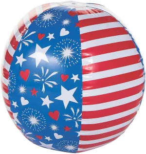 Fun Express - Patriotic Giant Beach Ball for Fourth of July - Toys - Inflates - Beach Balls - Fourth of July - 1 Piece