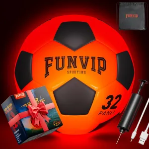Funvip Light Up LED Soccer Ball, Rechargeable Glow in The Dark Soccer Ball with Bag, Christmas Birthday Soccer Gifts for 8-12 Years Old Boy Kids Teens, Cool Boy Toys Gifts for Ages 8 9 10 11 12 