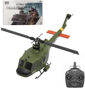 FunXylophy UH-1 Huey RC Helicopter, 1/34 Scale 2.4G 6CH Brushless Direct-Drive 6G Flybarless RC Helicopter Model with 6-Axis Gyro, 3D/6G RC Aircraft Model for Adult(RTF Version/1 Battery)