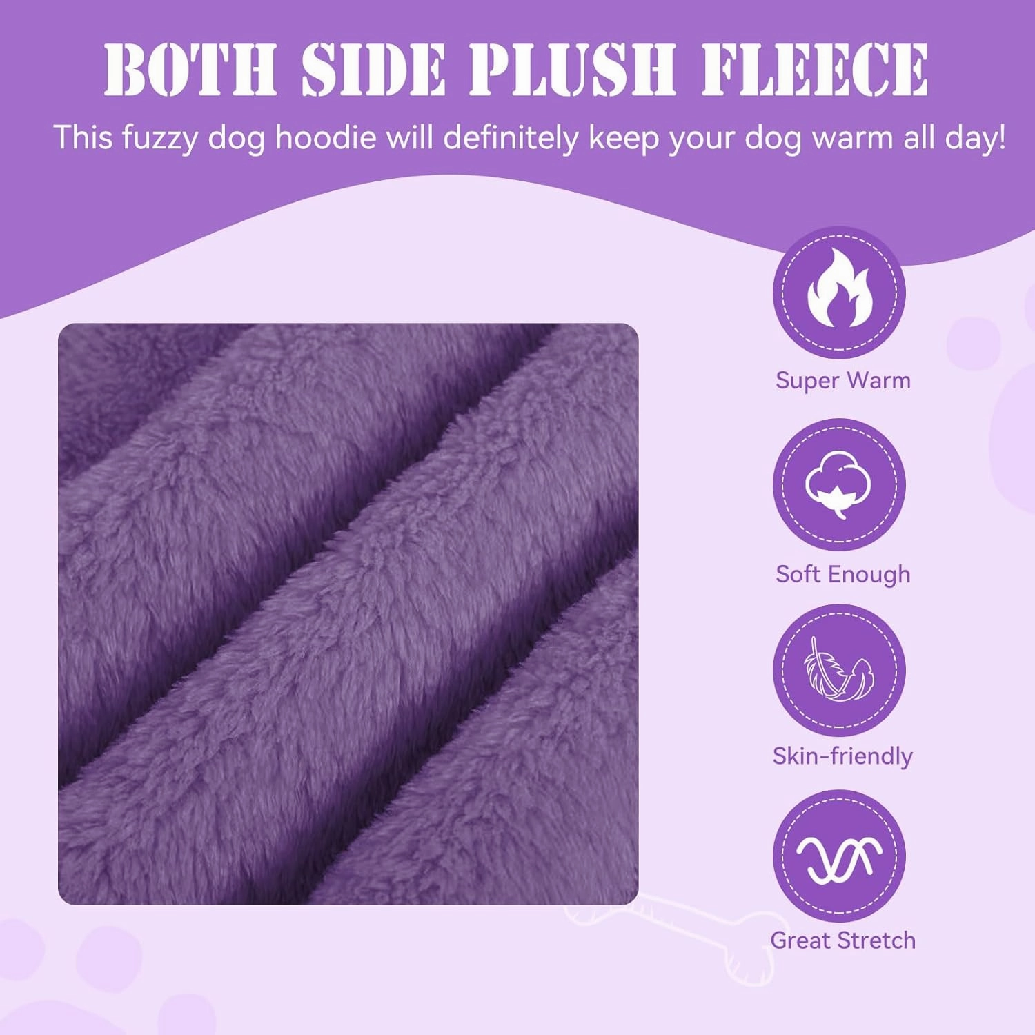 Fuzzy Dog Sweaters for Large Dogs Dog Hoodie Dog Clothes Warm Soft Dog Coats Hooded Sweatshirt Dog Hoodie for Large Dogs(Purple-L)