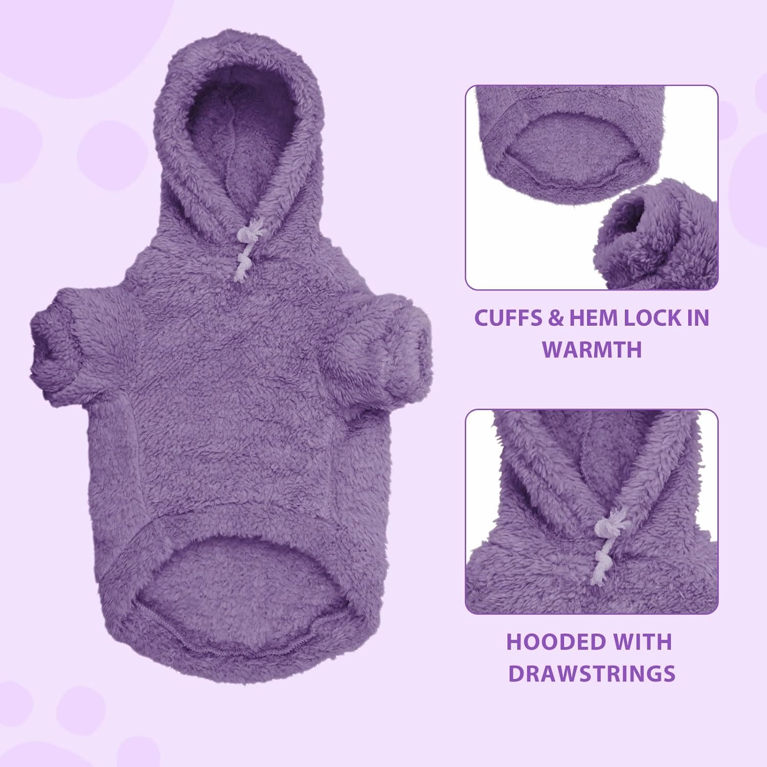 Fuzzy Dog Sweaters for Large Dogs Dog Hoodie Dog Clothes Warm Soft Dog Coats Hooded Sweatshirt Dog Hoodie for Large Dogs(Purple-L)