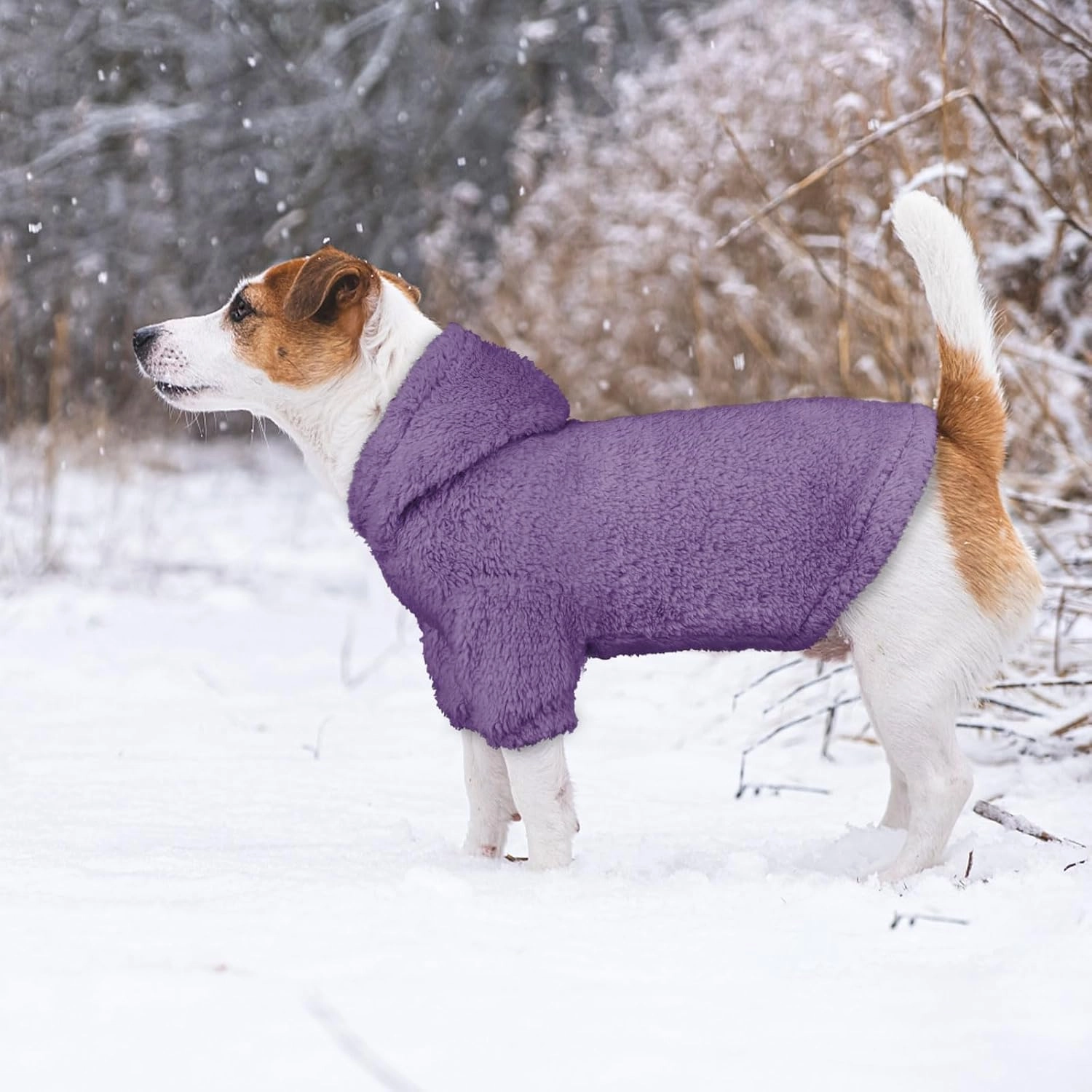 Fuzzy Dog Sweaters for Large Dogs Dog Hoodie Dog Clothes Warm Soft Dog Coats Hooded Sweatshirt Dog Hoodie for Large Dogs(Purple-L)