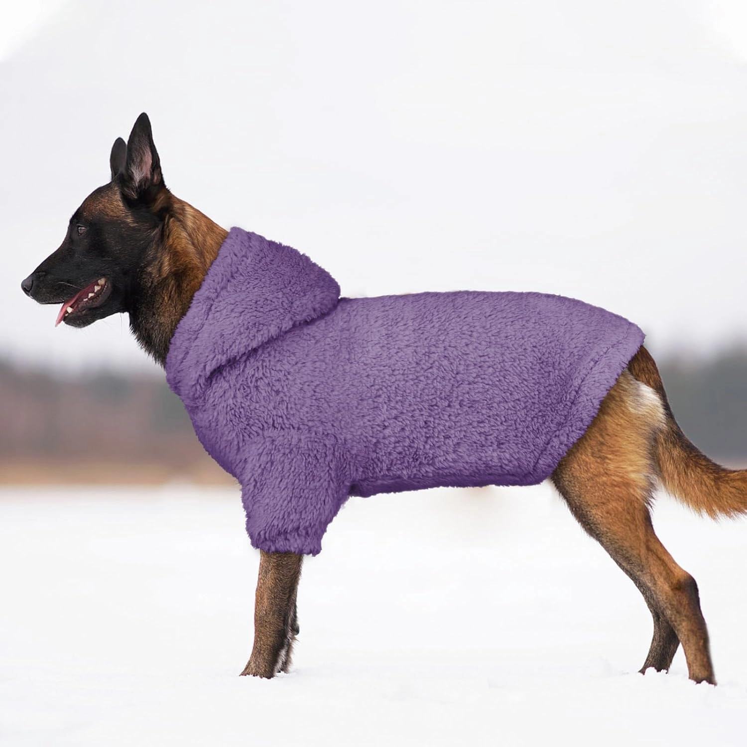 Fuzzy Dog Sweaters for Large Dogs Dog Hoodie Dog Clothes Warm Soft Dog Coats Hooded Sweatshirt Dog Hoodie for Large Dogs(Purple-L)