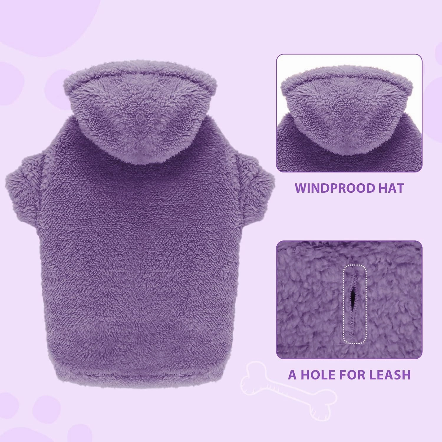 Fuzzy Dog Sweaters for Large Dogs Dog Hoodie Dog Clothes Warm Soft Dog Coats Hooded Sweatshirt Dog Hoodie for Large Dogs(Purple-L)
