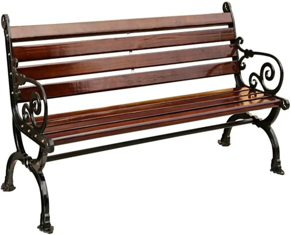 Garden Benches, Terrace Garden Bench, Park Leisure Bench with Backrest, Metal Frame Outdoor Furniture Porch Bench, Very Suitable for Deck/Porch/Balcony/Yard and Garden