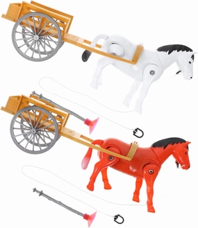Garneck 2pcs Boys and Girls Montessori Toy Horse Cart Rotating Horse Cart Toy Educational Wagon for Boys and Girls Random