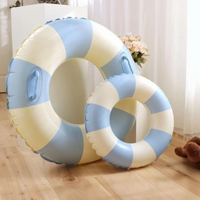 Generic Inflatable Swimming Ring, Retro Striped Swim Floating Ring, Summer Pool Floaties PVC Rings, Teen Beach Outdoor Party Supplies, Perfect Summer Gifts for Girls & Boys (Blue)