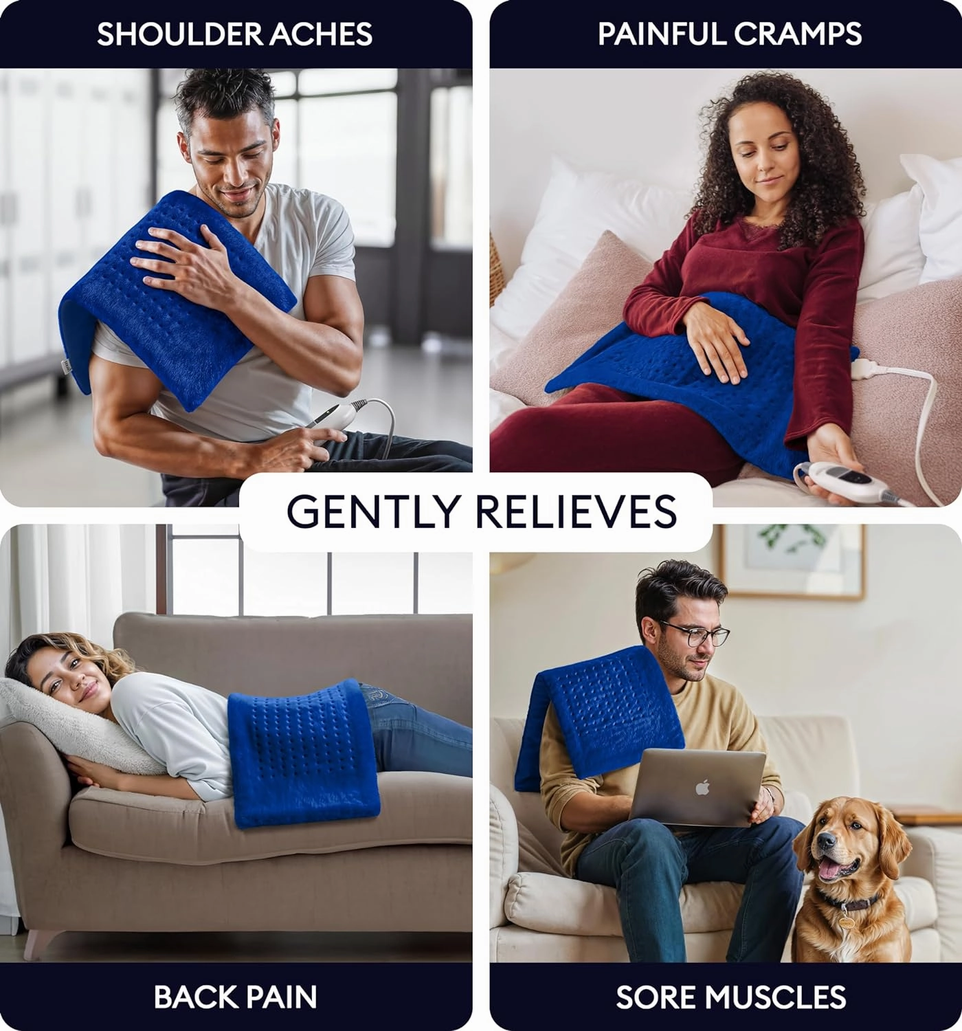GENIANI XL Heating Pad for Back Pain & Cramps Relief, Auto Shut Off, Machine Washable, Heat Pad, Holiday Gifts for All, Gifts for Women, Gifts for Men, Heat Patch (Space Blue)