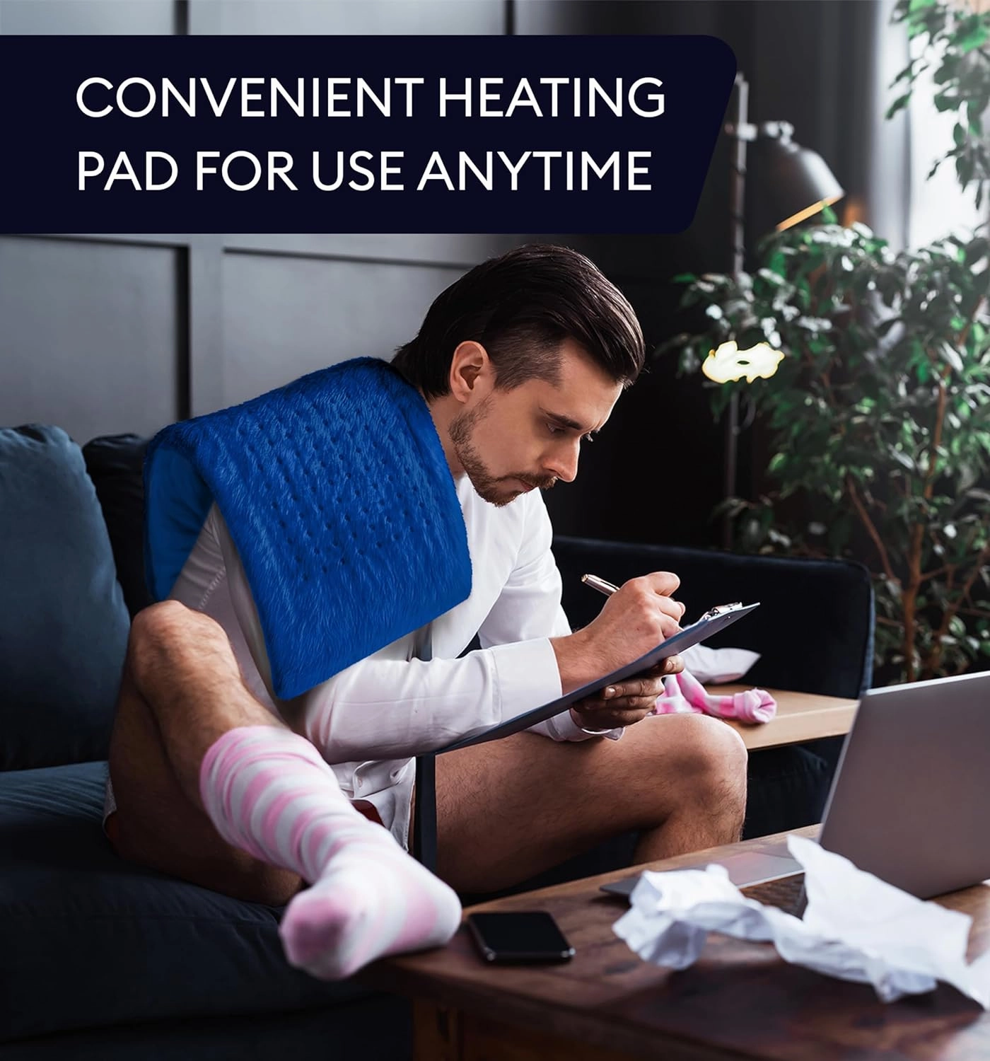GENIANI XL Heating Pad for Back Pain & Cramps Relief, Auto Shut Off, Machine Washable, Heat Pad, Holiday Gifts for All, Gifts for Women, Gifts for Men, Heat Patch (Space Blue)