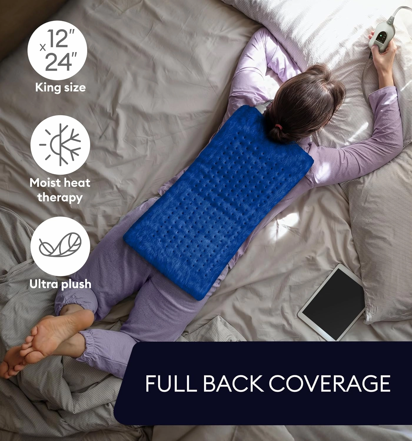 GENIANI XL Heating Pad for Back Pain & Cramps Relief, Auto Shut Off, Machine Washable, Heat Pad, Holiday Gifts for All, Gifts for Women, Gifts for Men, Heat Patch (Space Blue)