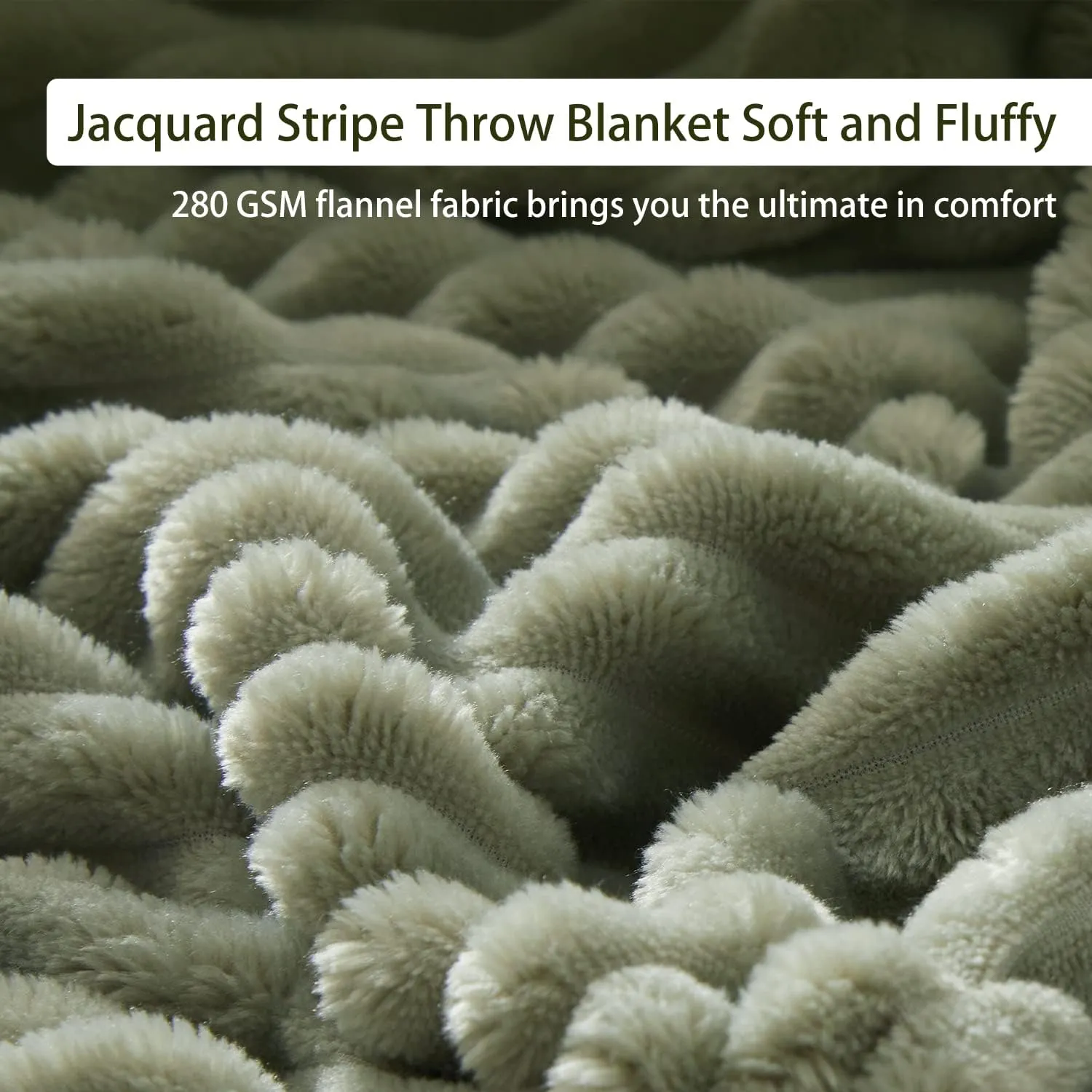 Geniospin Fleece Throw Blanket, 280GSM Extra Soft Lightweight Blanket with Strip, Plush Fuzzy Cozy Blankets and Throws for Couch, Bed, Sofa Cozy, Warm and Breathable (Sage Green, 60x80 inches)