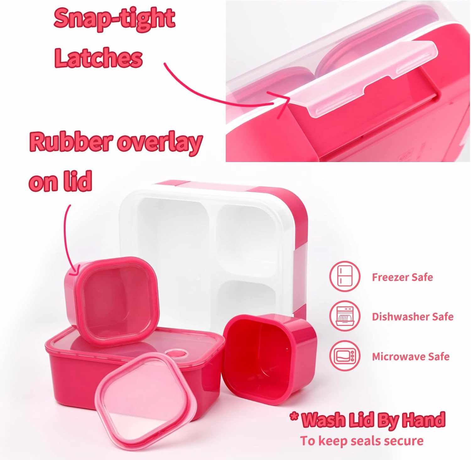 Genteen Small Kids Snack Containers for School 3 Compartment Travel Snack Containers with Dividers Portion Control Lunch box for Kids with Leak-proof Lids BPA Free (Dark Pink   Blue)