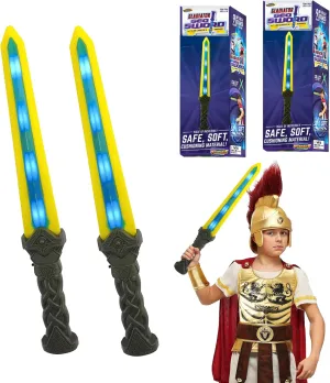 Geospace 18” Gladiator Geosword - 2 Pack LED Light Saber Toy Swords for Kids & Adults, Motion Activated Lights & Sounds, Star Wars Lightsabers, Safe Indoor/Outdoor Lightsaber Play