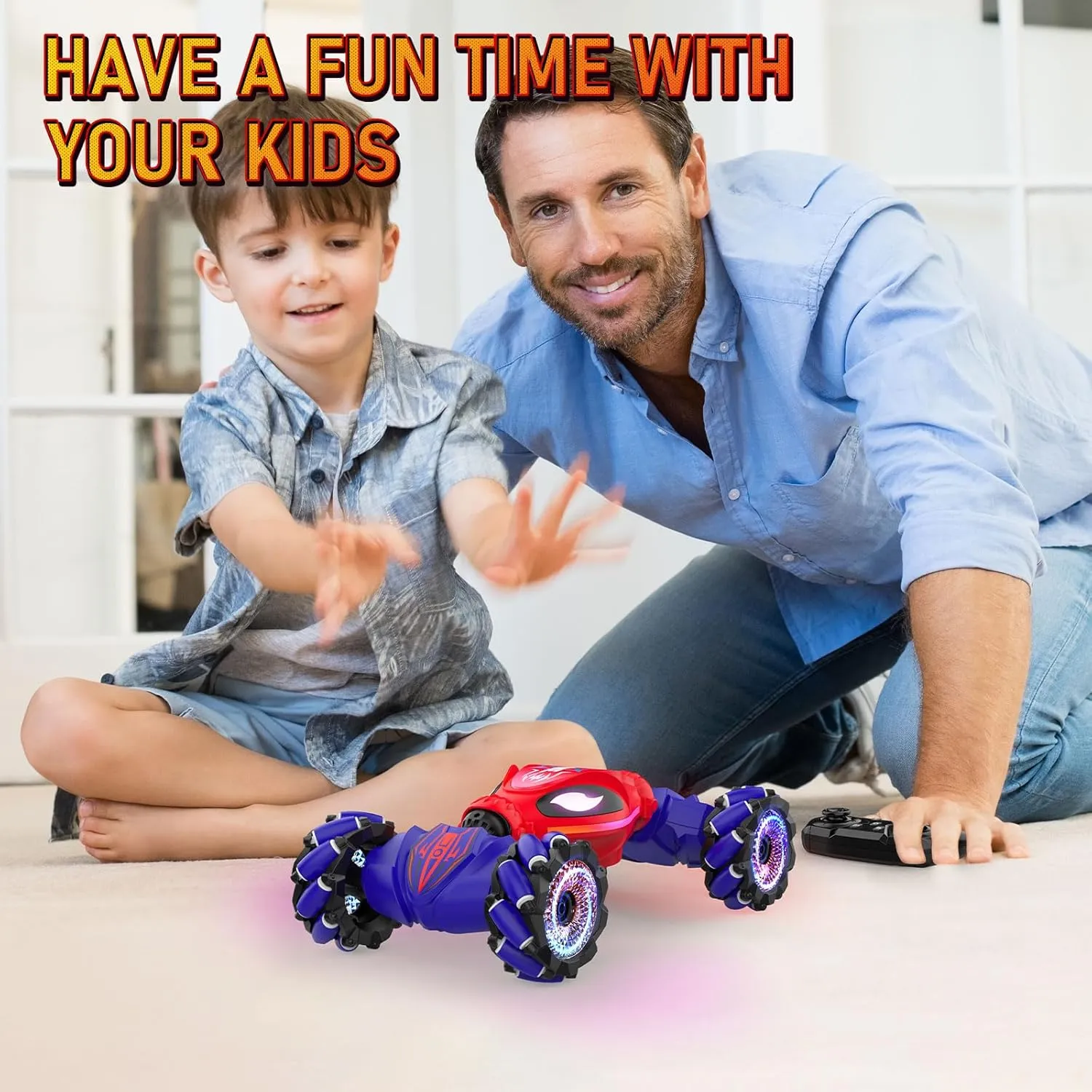 Gesture RC Cars, Hand Controlled Stunt Car for 6-12 yr Kids, 2.4GHz Gesture Sensor Remote Control Cars, 4WD Double Sided Stunt RC Twist Car with Light Music for Boys Girls Birthday Xmas Gift