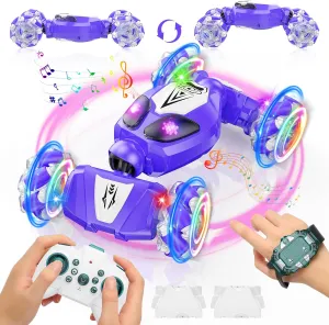 Gesture Sensing RC Stunt Car Toy for Boys 6-12 - 4WD Hand Controlled Remote Control Car with Lights & Music, Best Birthday Gifts for Kids Ages 6-12 Years Old